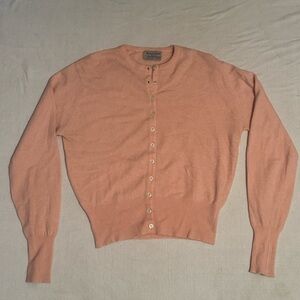 Ballantyne 1960s Peach Button-Down Cashmere Sweater